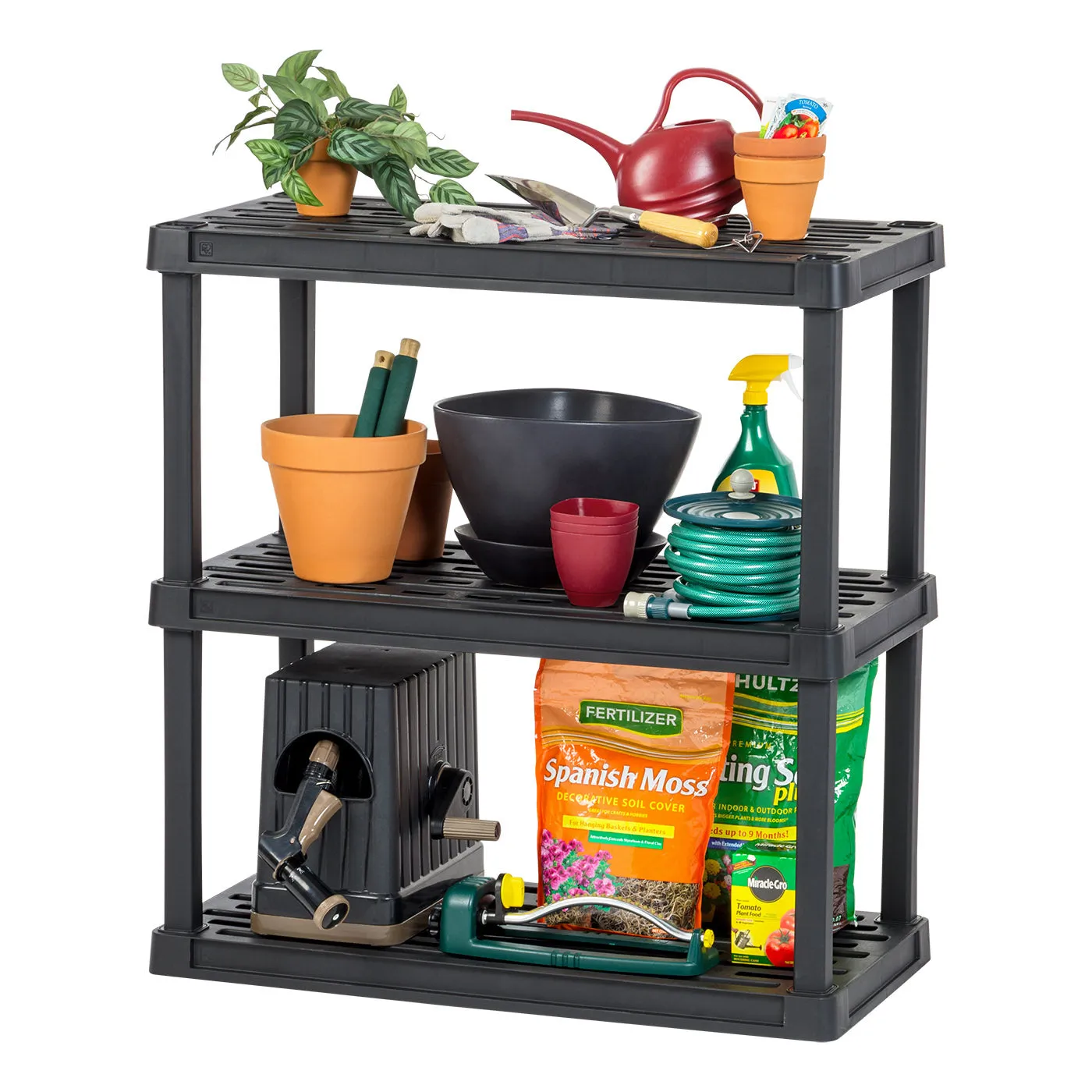 3-Tier Multi-purpose Shelf Display Rack, Utility Rack, Storage Organizer Shelving Unit for Pantry, Closet, Kitchen, Laundry or Garage - Black