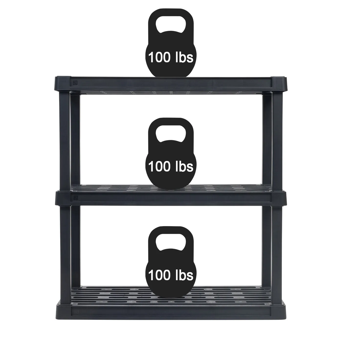 3-Tier Multi-purpose Shelf Display Rack, Utility Rack, Storage Organizer Shelving Unit for Pantry, Closet, Kitchen, Laundry or Garage - Black