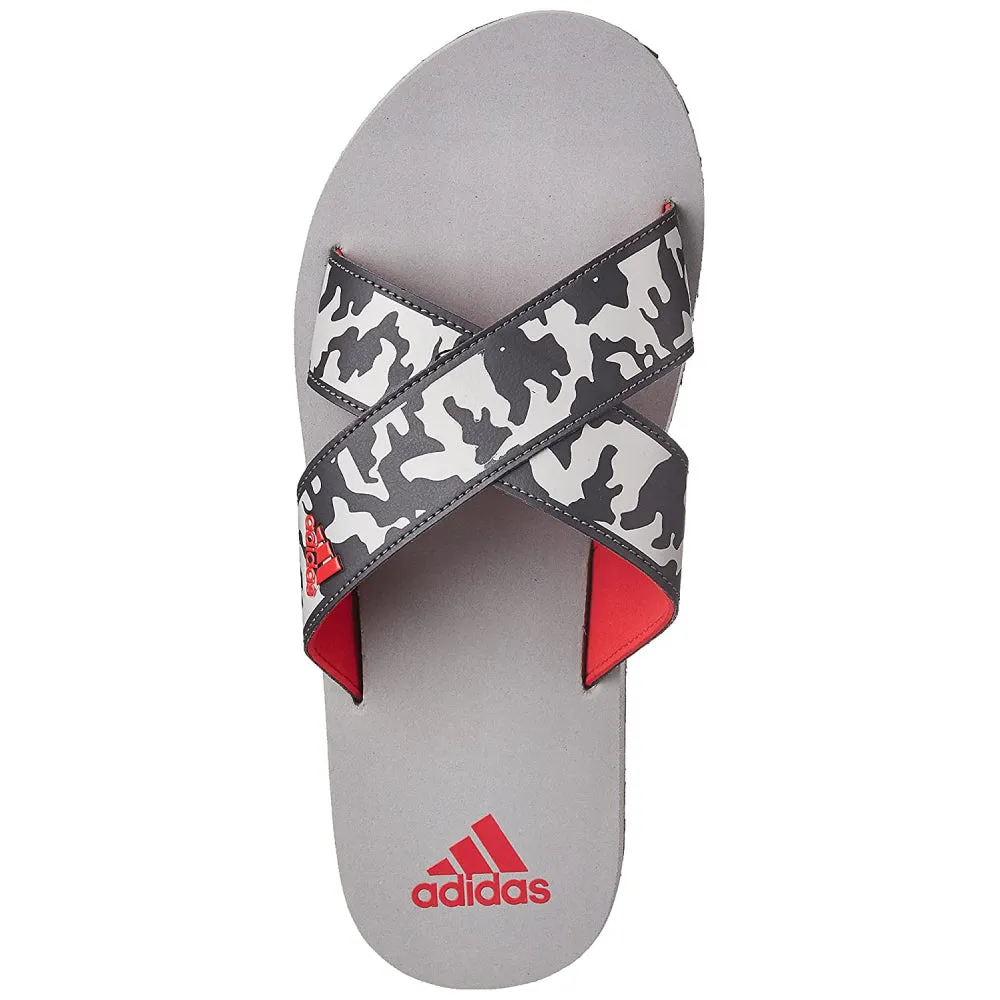 Adidas Men's Distincto Flip Flops Slipper (Carbon/Stone/Scarlet)