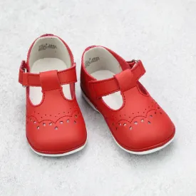 Angel Baby Girls Red Leather T-Strap Mary Janes