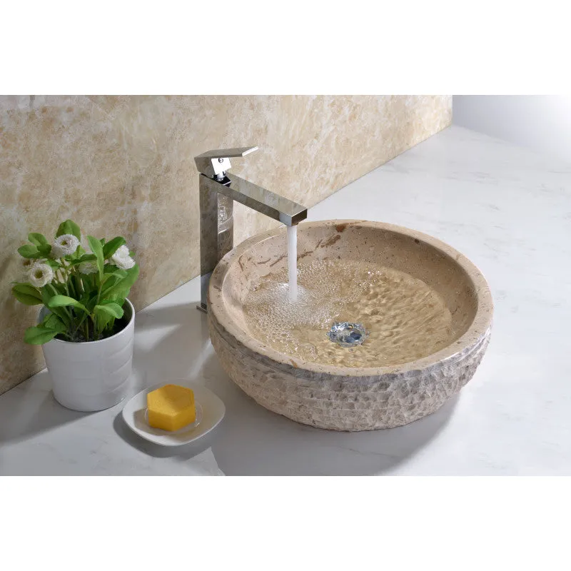 ANZZI Desert Basin Vessel Sink in Classic Cream Marble