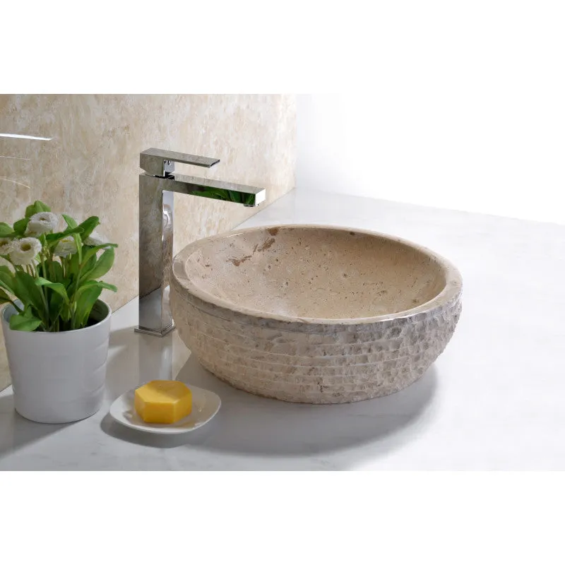 ANZZI Desert Basin Vessel Sink in Classic Cream Marble