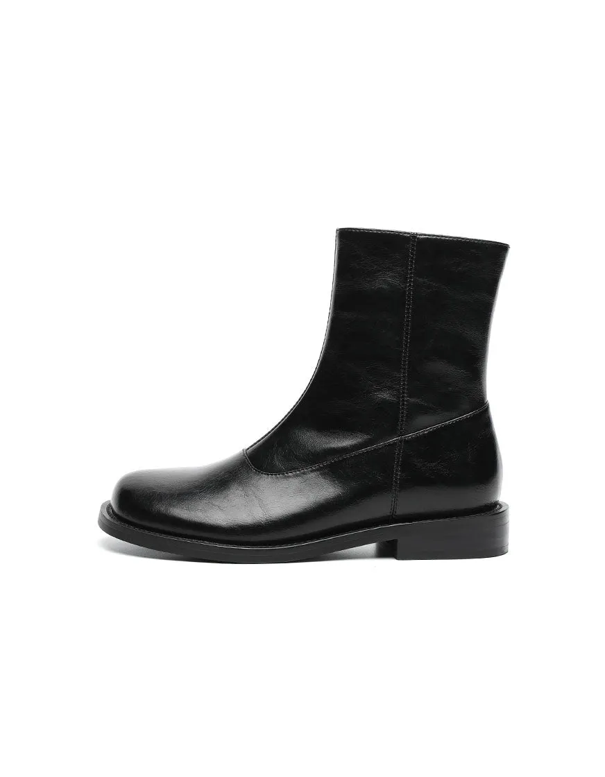 Autumn Winter Smooth Leather Chelsea Boots for Women