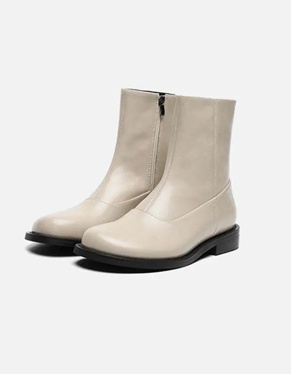 Autumn Winter Smooth Leather Chelsea Boots for Women