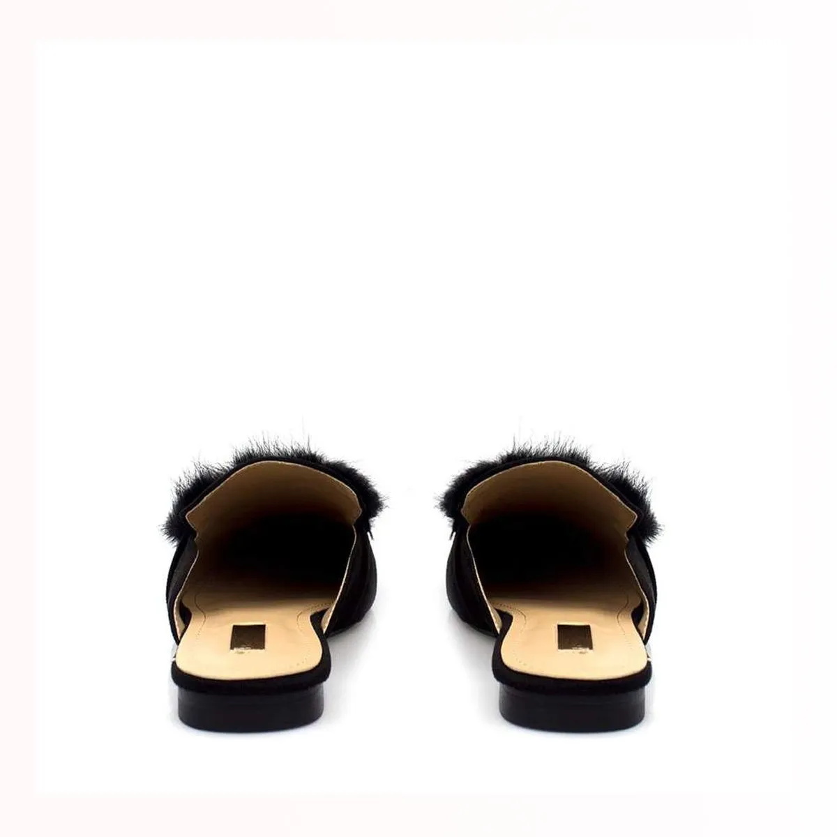 BEKKA Faux Fur Trim Flat Mule