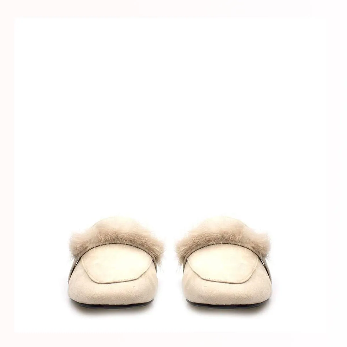 BEKKA Faux Fur Trim Flat Mule