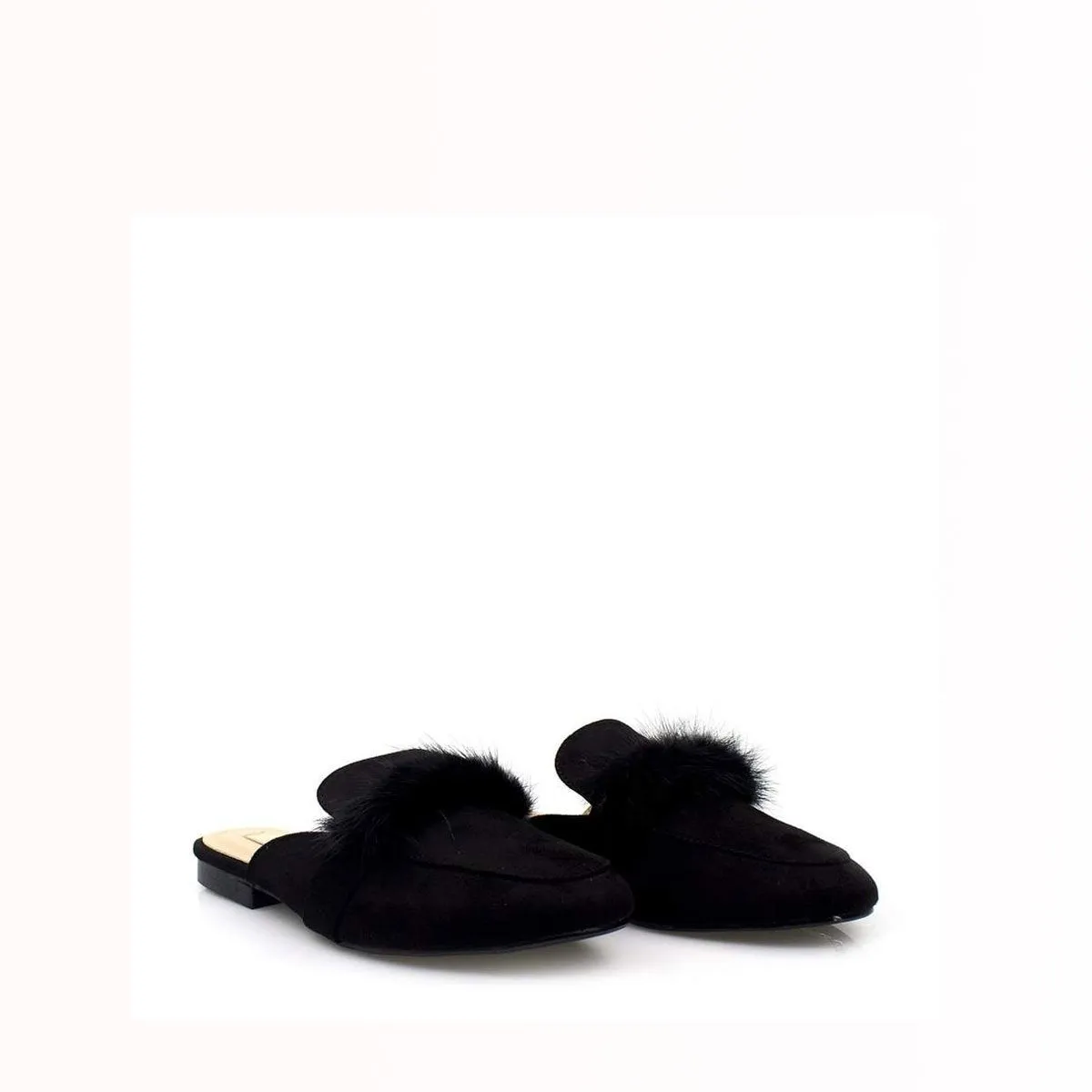 BEKKA Faux Fur Trim Flat Mule