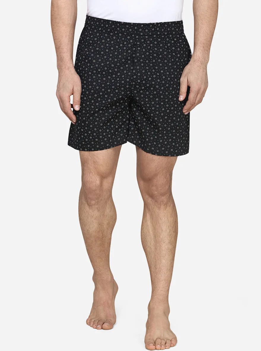 Black Printed Regular Fit Boxer Shorts | JadeBlue