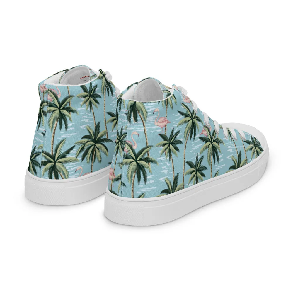 Blue Hawaiian Men’s Print High Top Canvas Shoes