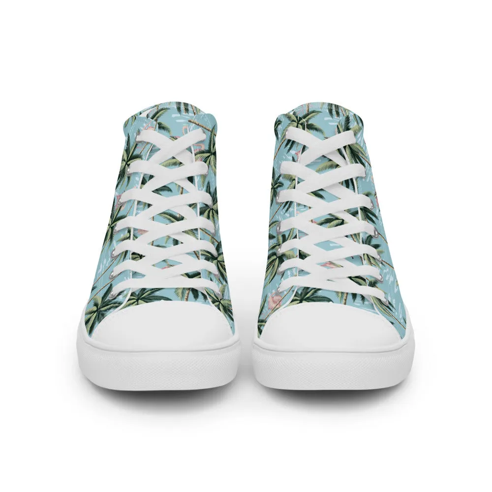 Blue Hawaiian Men’s Print High Top Canvas Shoes