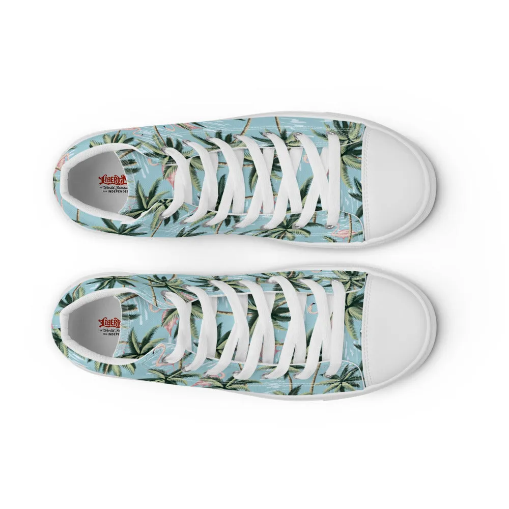 Blue Hawaiian Men’s Print High Top Canvas Shoes