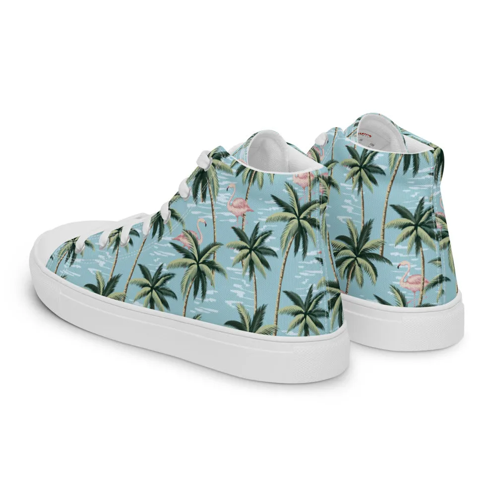 Blue Hawaiian Men’s Print High Top Canvas Shoes