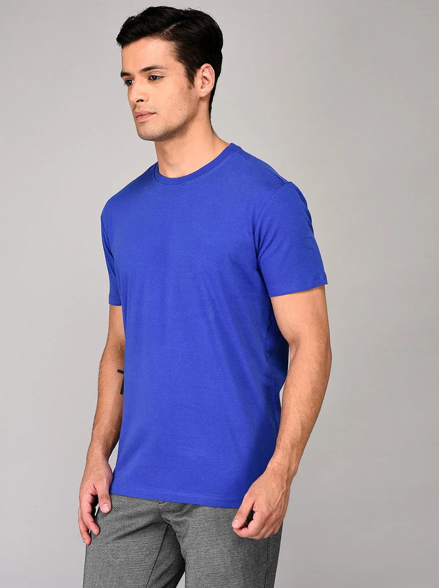 Blue Slim Fit Round Neck T-shirt | JadeBlue