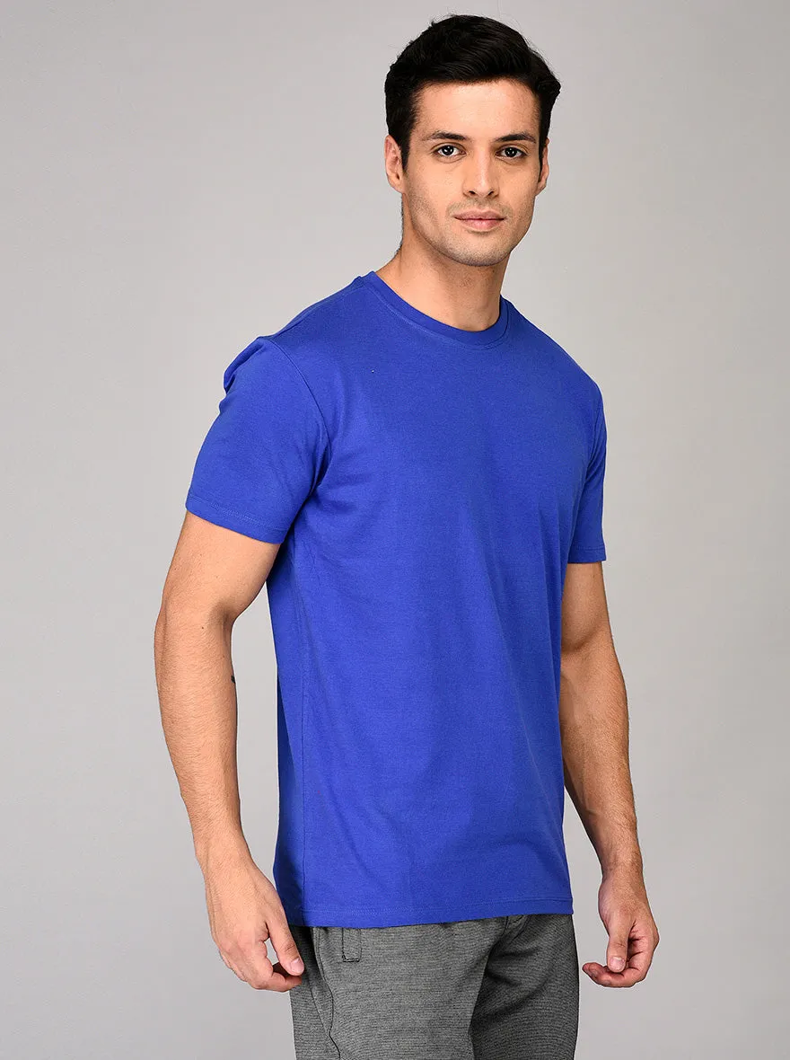 Blue Slim Fit Round Neck T-shirt | JadeBlue