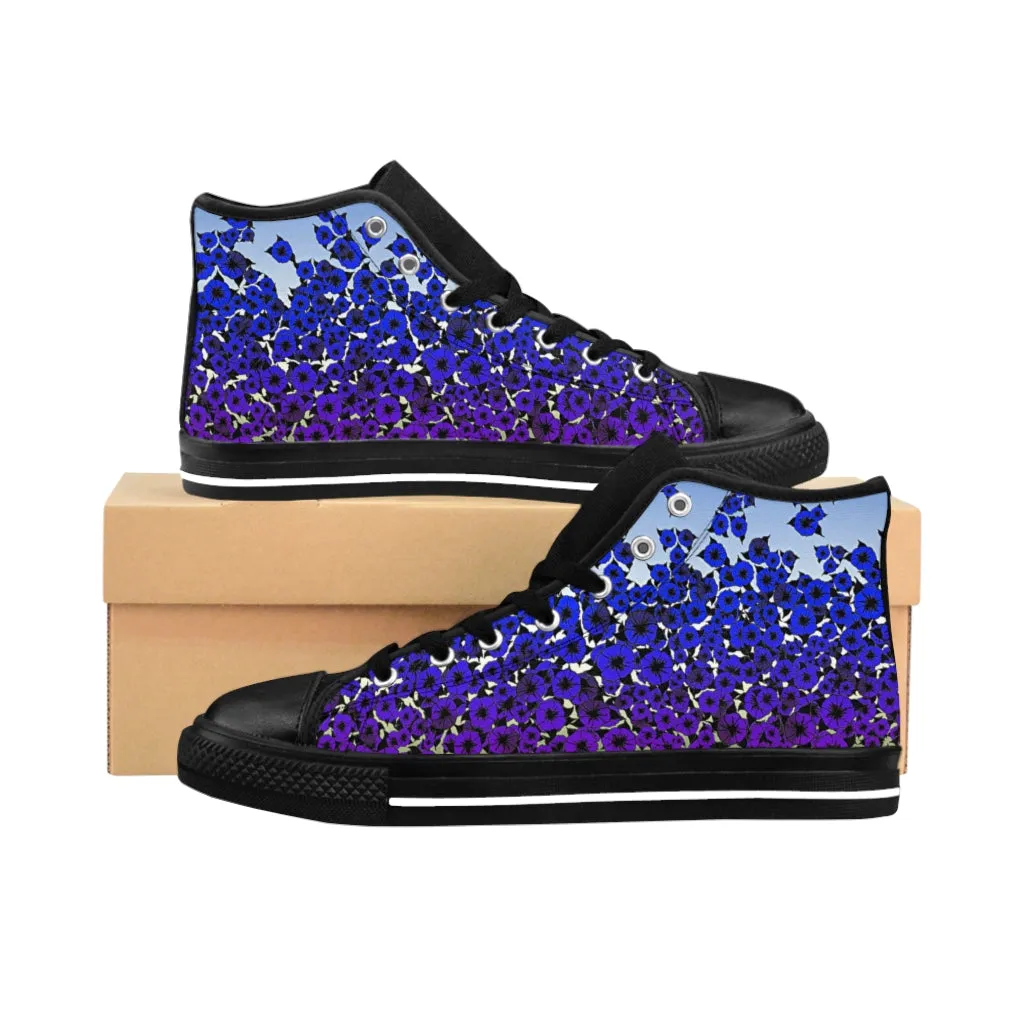 Blue Violet Flowers Women's High-top Sneakers