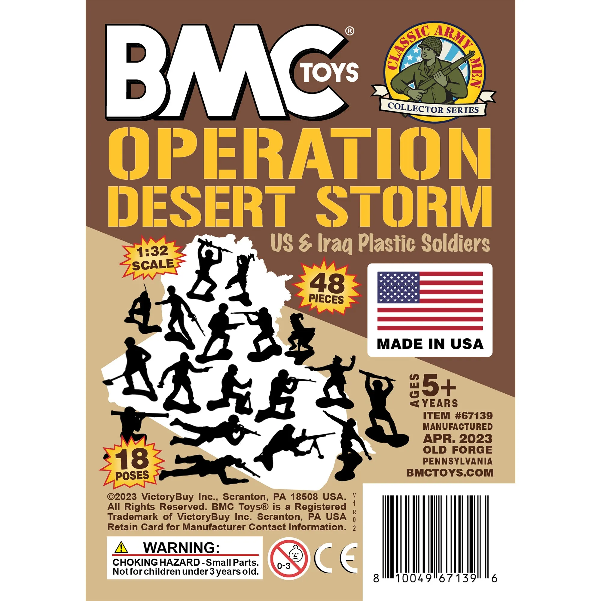 BMC Classic Desert Storm Plastic Army Men - 48pc Gulf War Soldier Figures USA