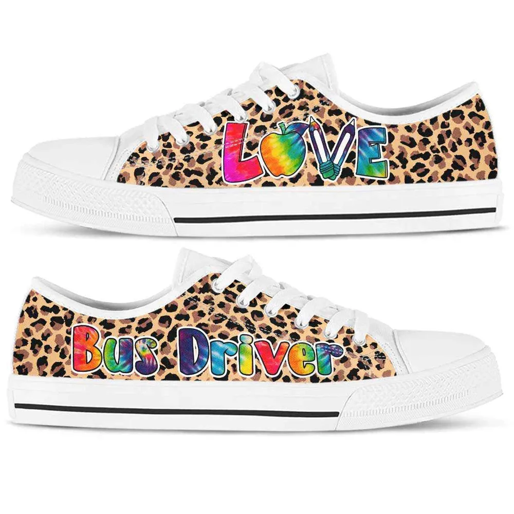 Bus Driver Leopard Love Low Top Shoes, Teacher Shoes, Low Top Sneakers