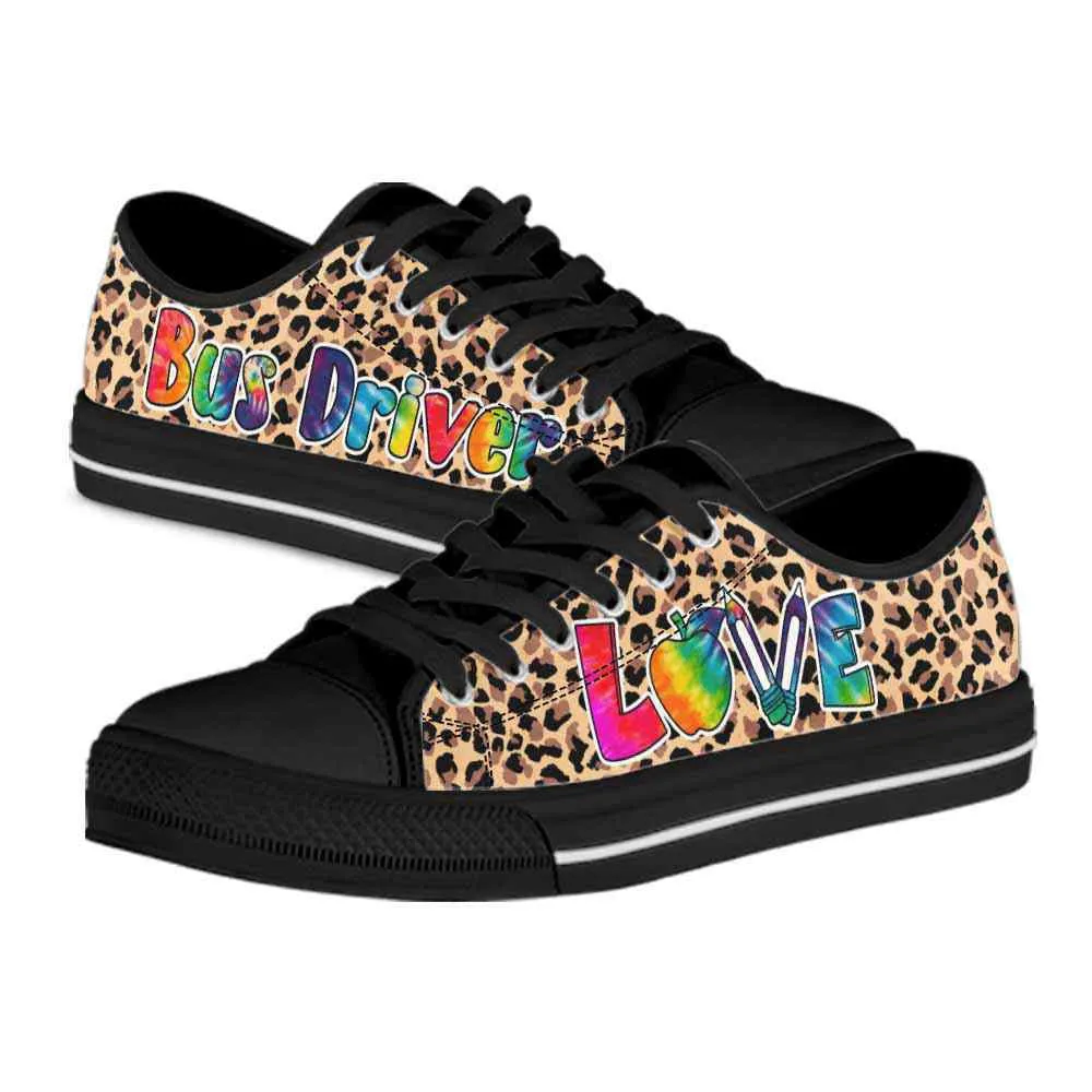 Bus Driver Leopard Love Low Top Shoes, Teacher Shoes, Low Top Sneakers