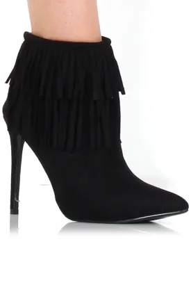 Carrey Black Suede Tassel Ankle Boots