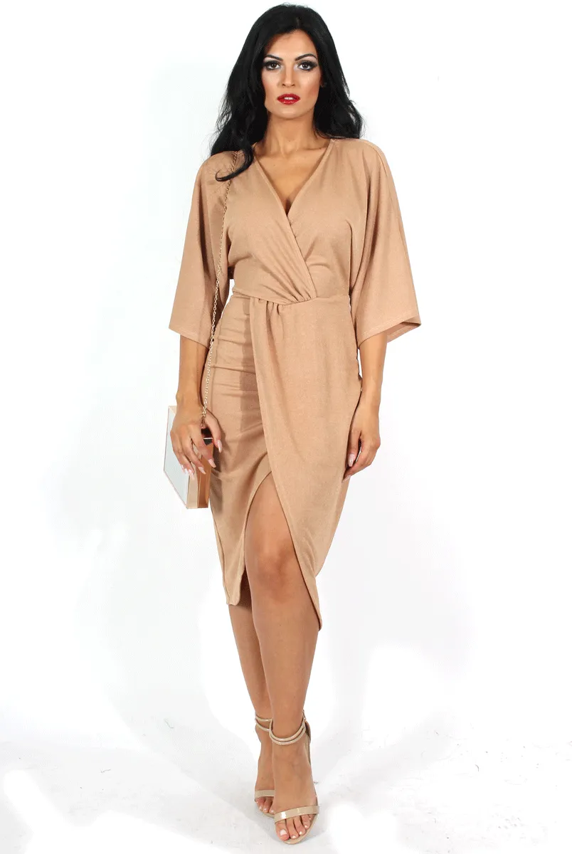 Debra Camel Crossover Dress