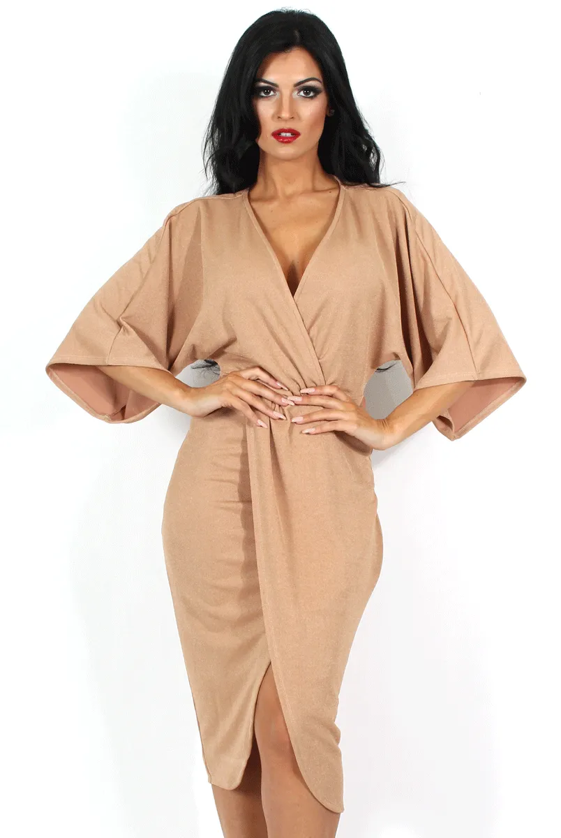 Debra Camel Crossover Dress