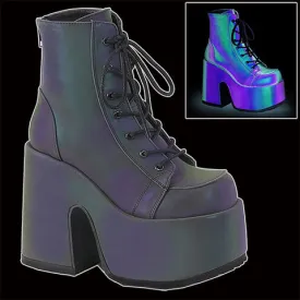 Demonia - Green Multi Reflective Platform Heel Boot