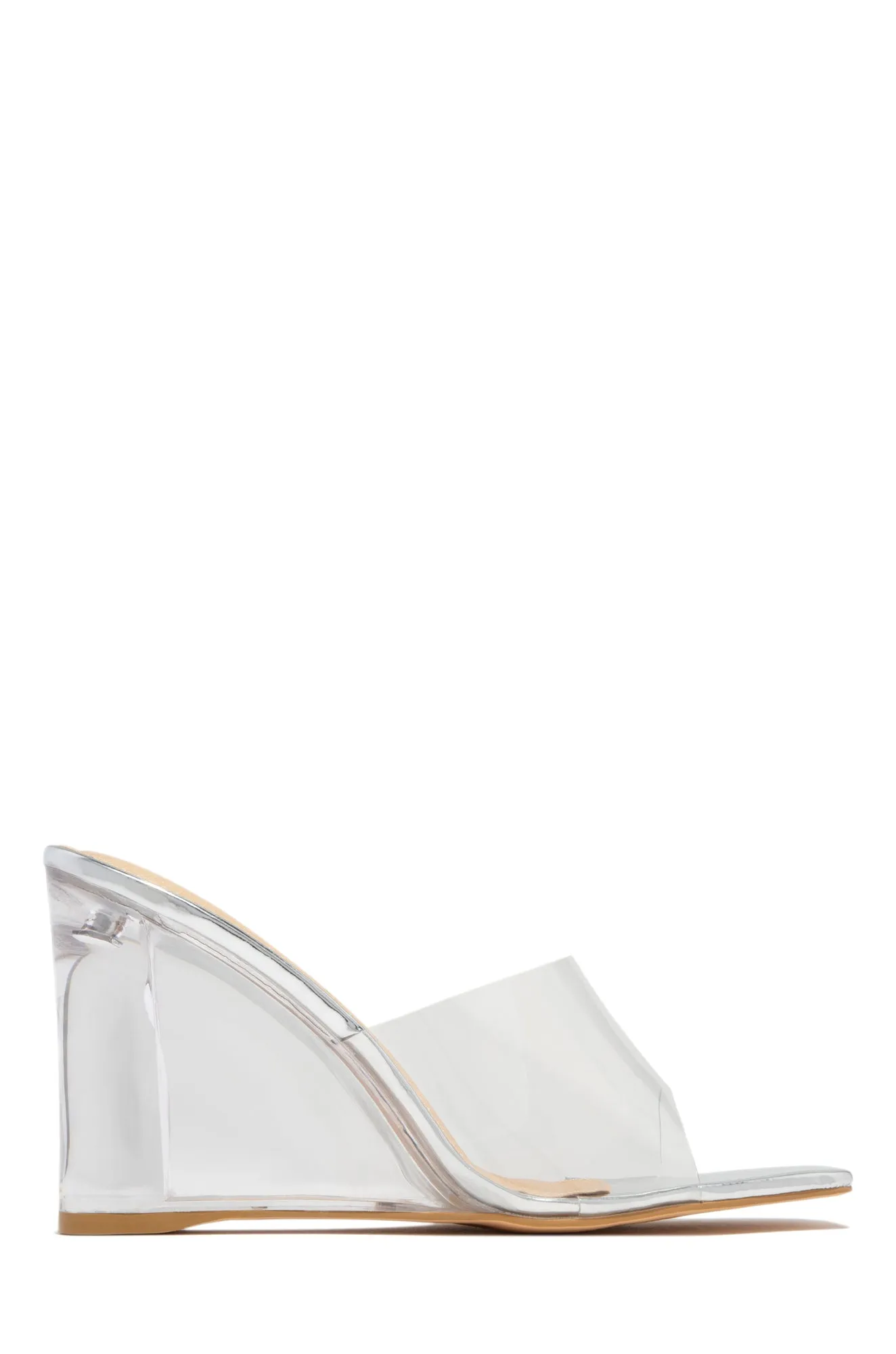 Devica Clear Wedge Heel Mules - Gold