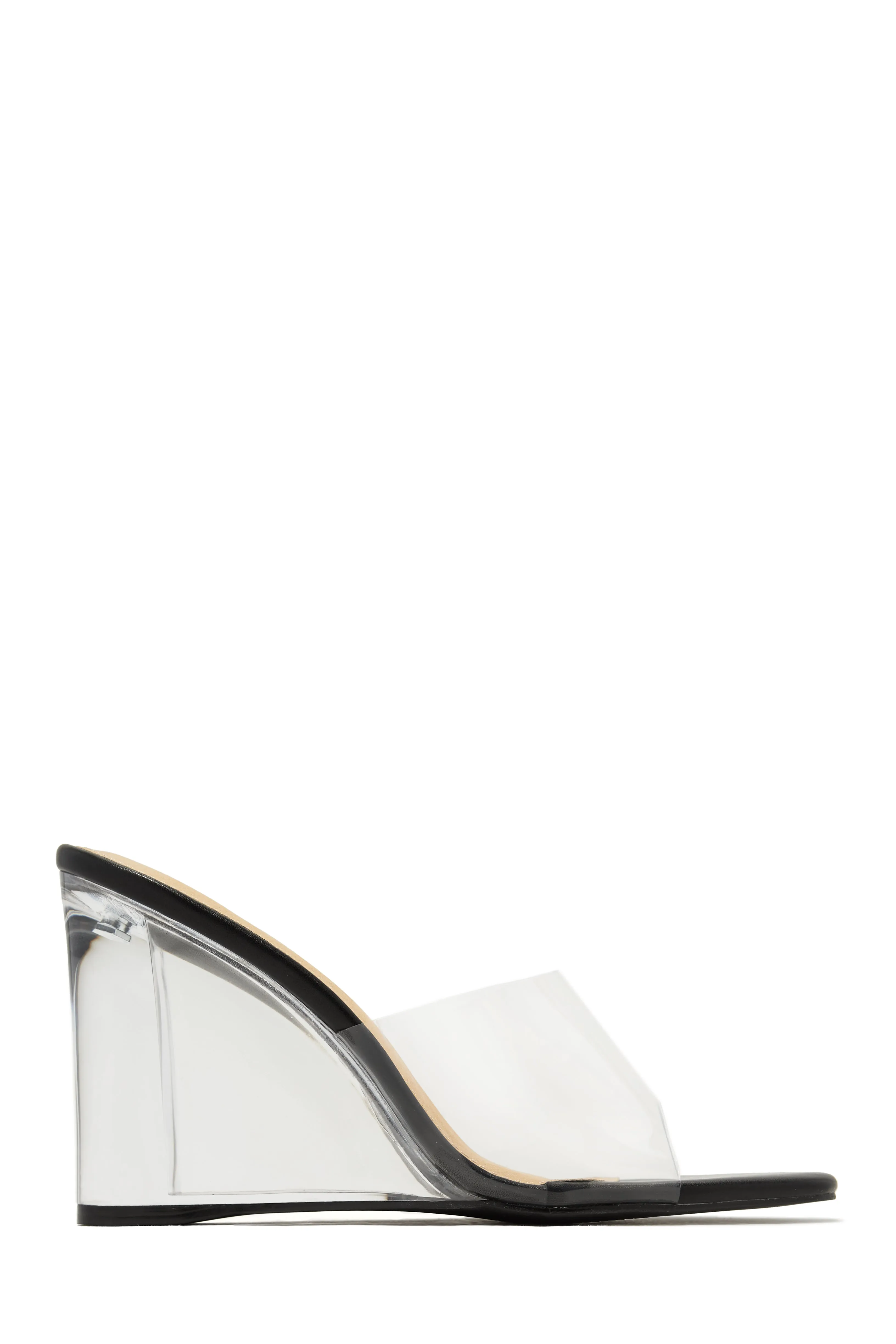 Devica Clear Wedge Heel Mules - Gold