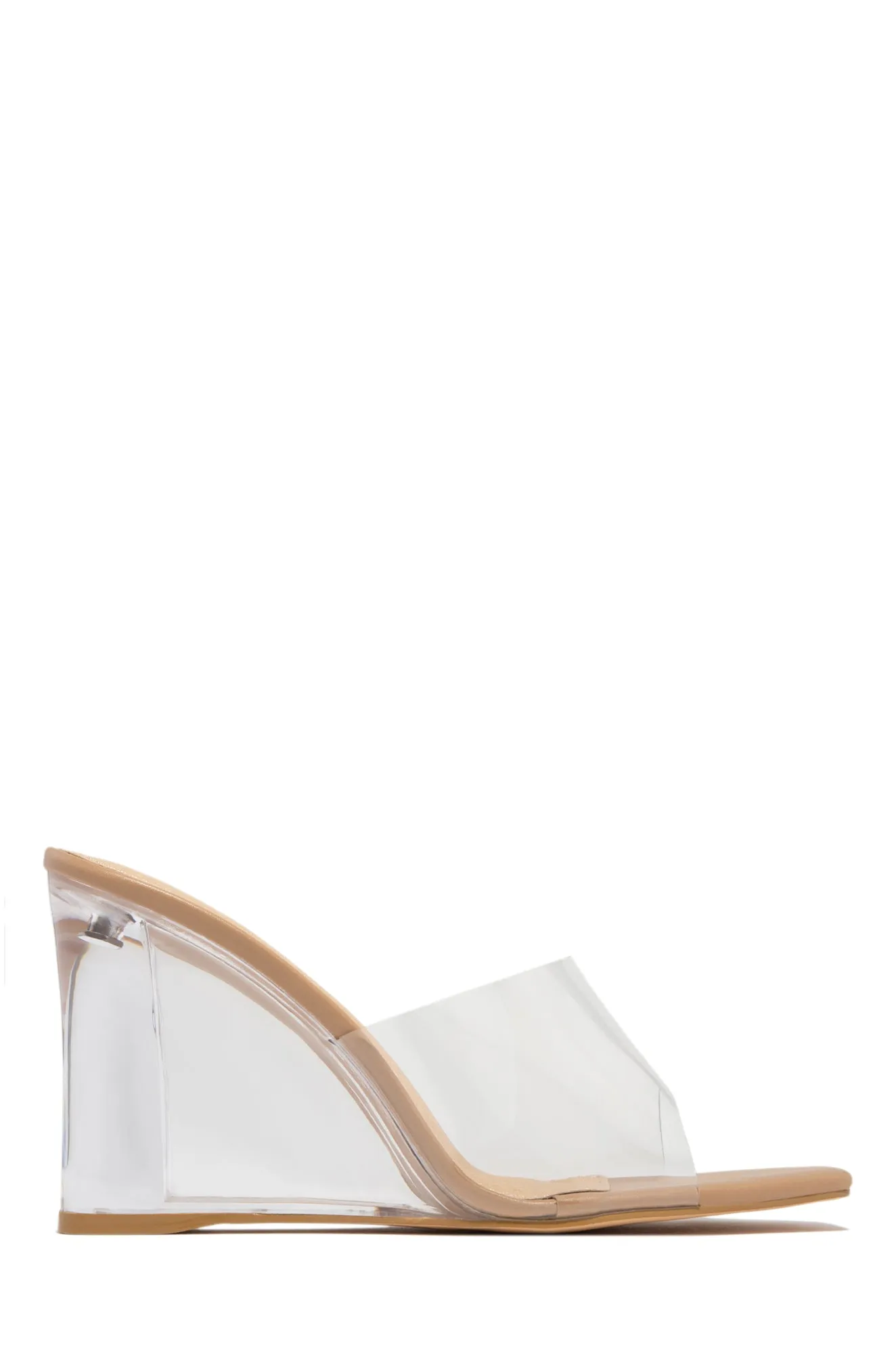 Devica Clear Wedge Heel Mules - Gold