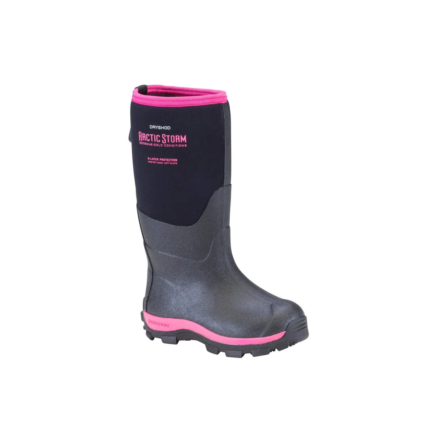 Dryshod Arctic Storm Kids Childrens Foam Black/Pink Winter Boots