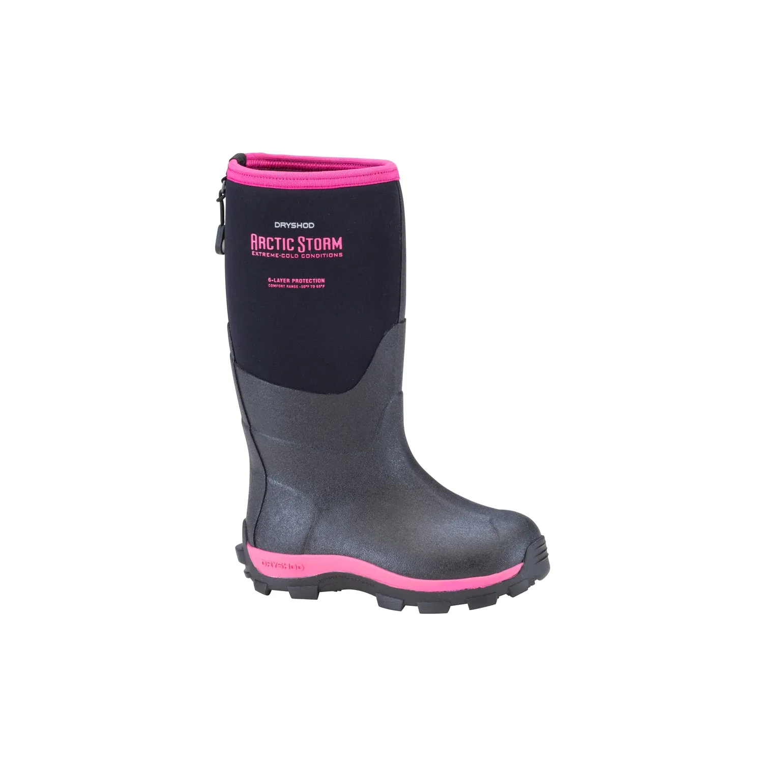 Dryshod Arctic Storm Kids Childrens Foam Black/Pink Winter Boots