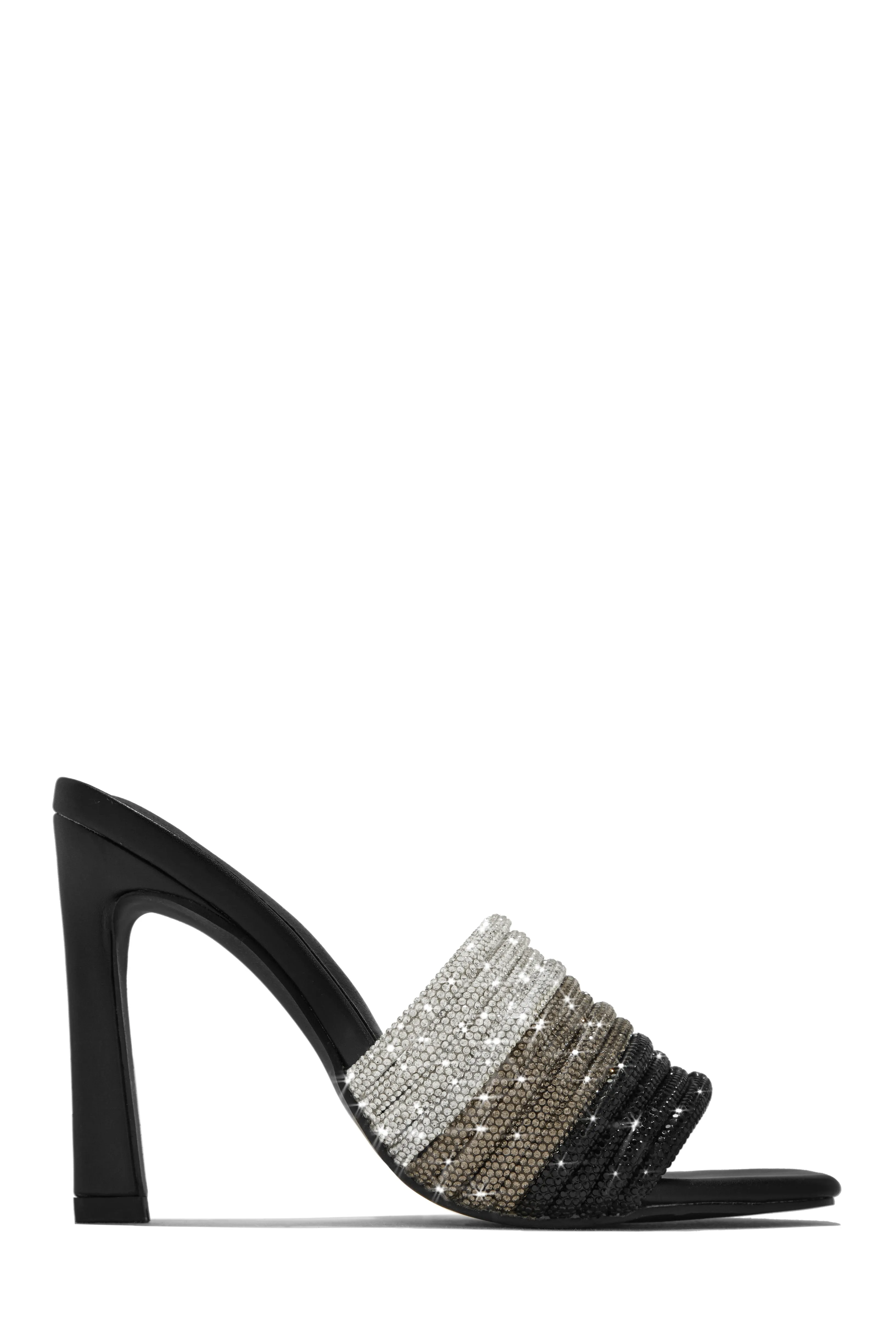 Feeling Myself Embellished High Heel Mules - Black