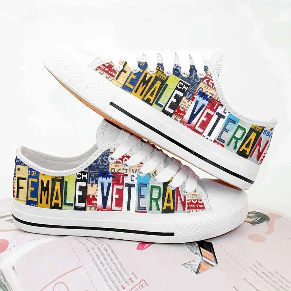 Female Veteran Low Top Shoes, Low Top Sneaker, Low Top Canvas Shoes