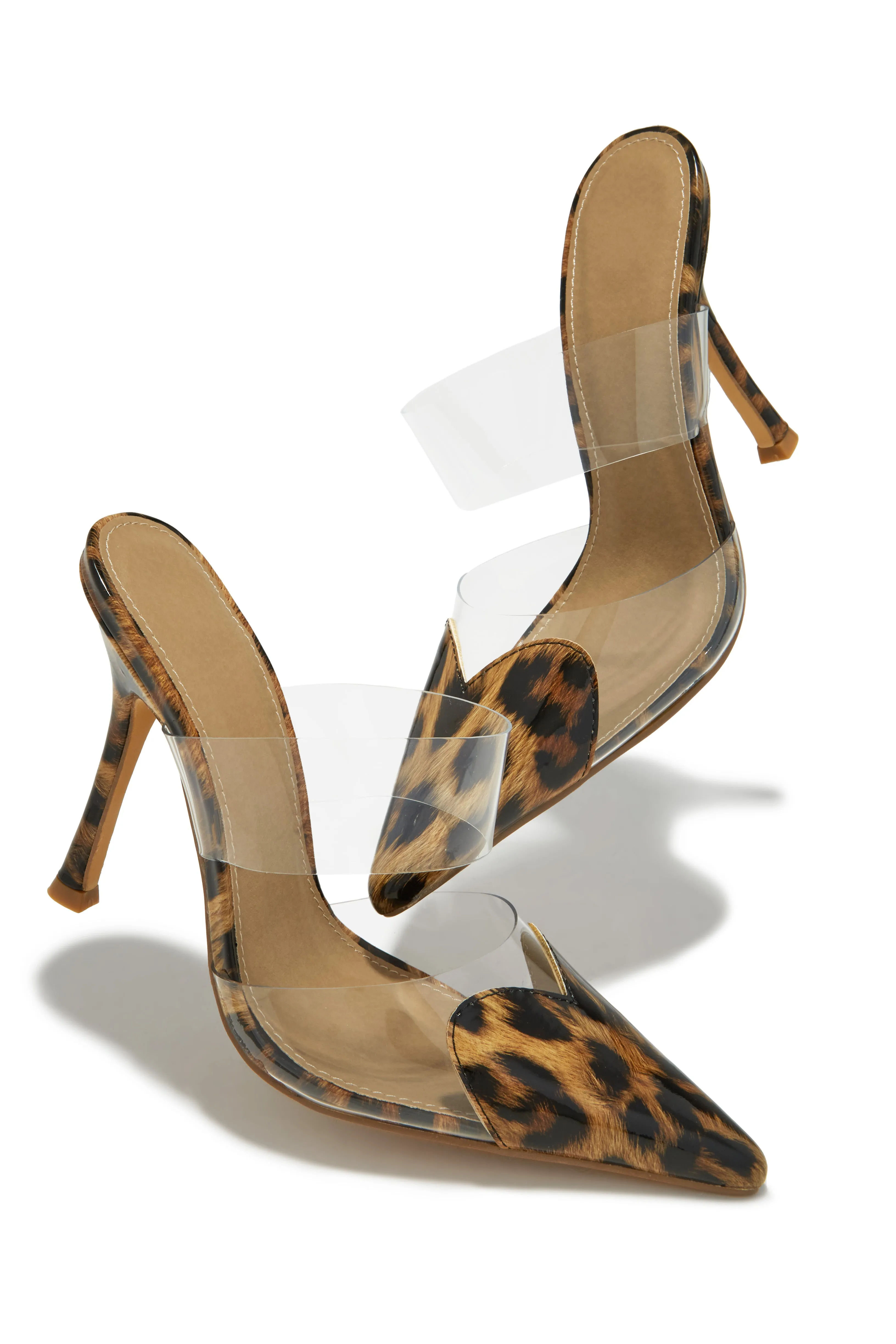 Forever Love Pointed Toe High Heel Mules - Leopard