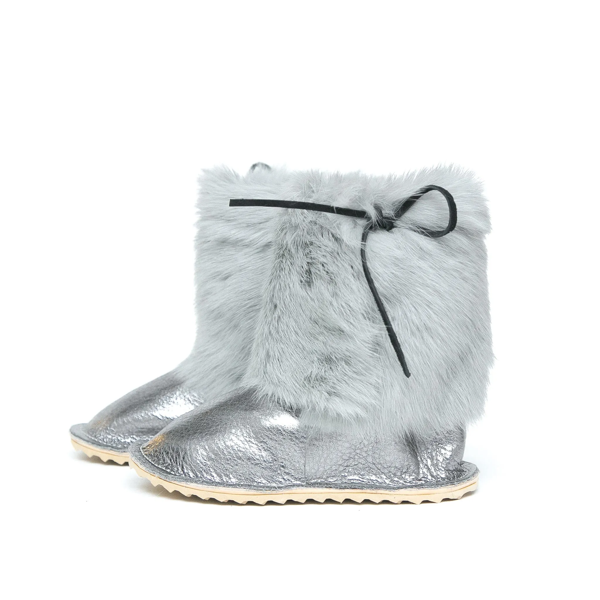 Fur Boot - Pewter w/ Gray Rabbit Fur