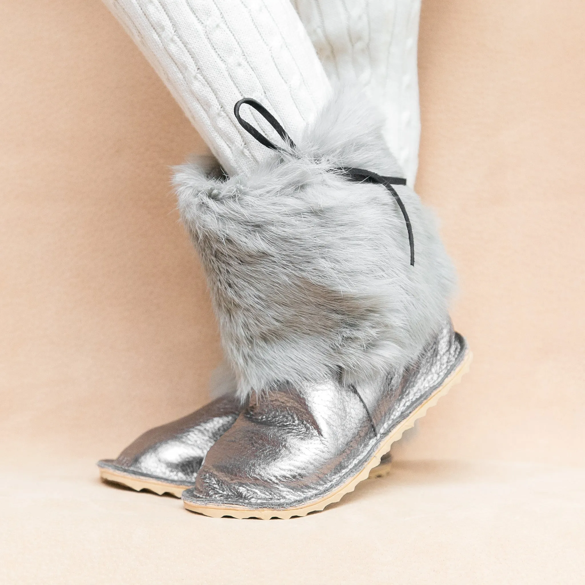 Fur Boot - Pewter w/ Gray Rabbit Fur