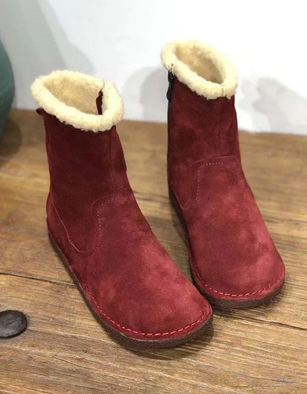 Handmade Retro Suede Winter fur Boots