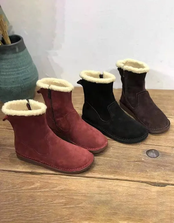 Handmade Retro Suede Winter fur Boots