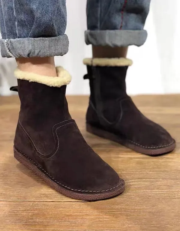 Handmade Retro Suede Winter fur Boots