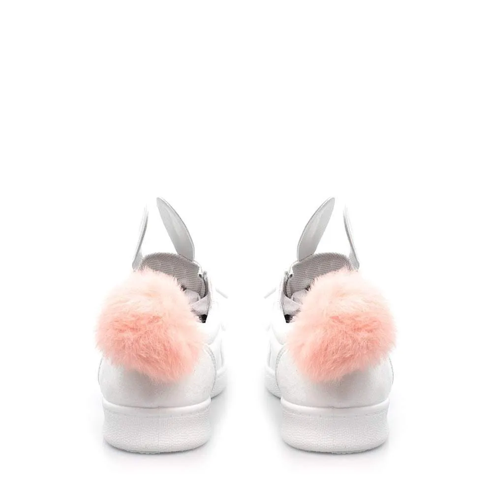 HARPER Ladies Flat Rabbit Ear Pom Pom Lace Up Trainer