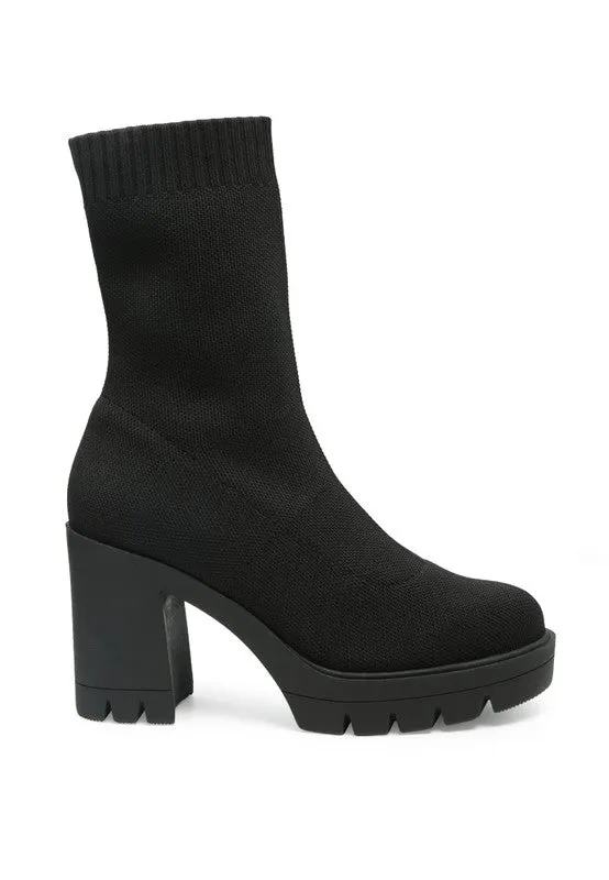 Knitted Block Heeled Boots