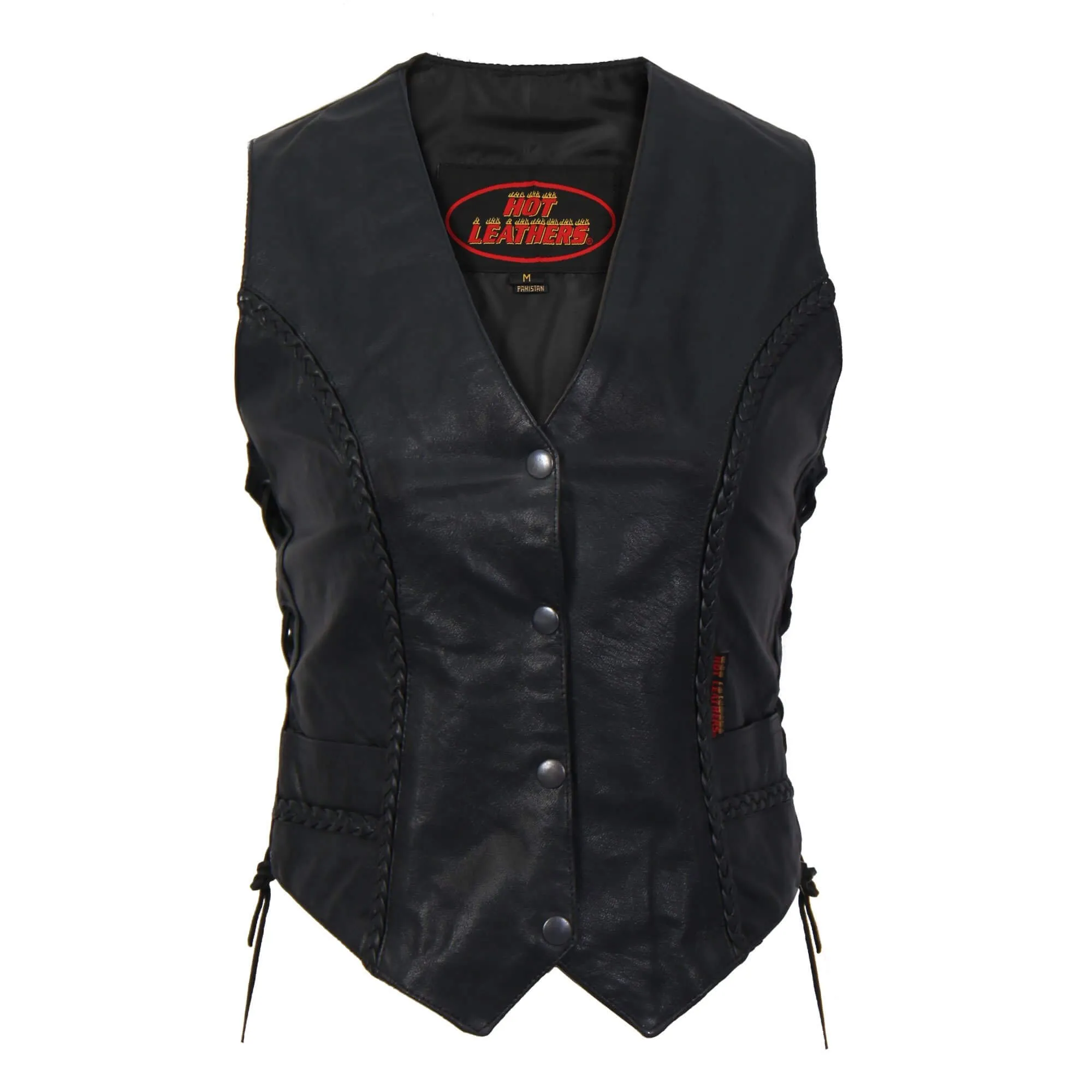 Ladies Black Leather Vest, VSL1006-HL