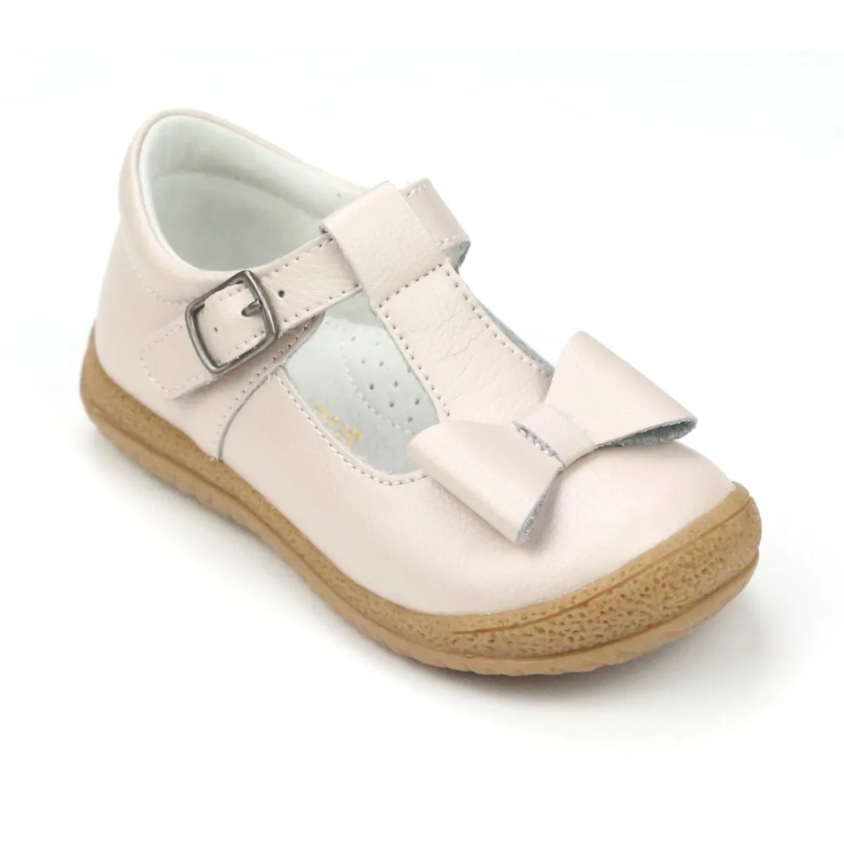 L'Amour Girls Almond T-Strap Bow Mary Janes