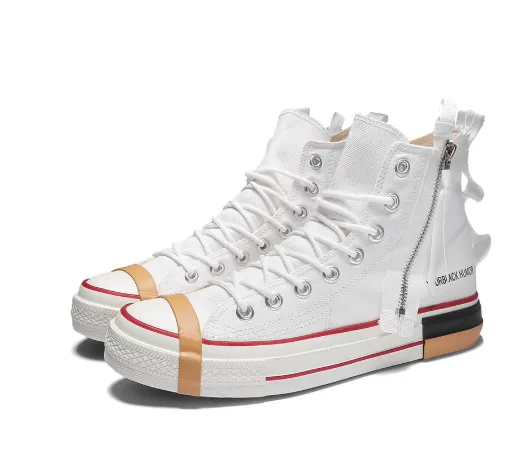 Men High Top Zipper Canvas Shoes