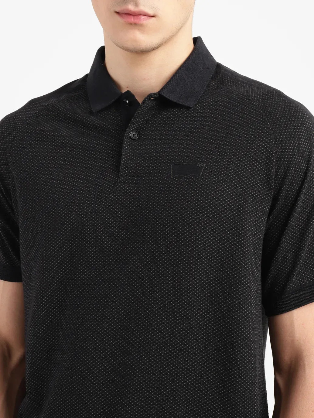 Men's Self Design Slim Fit Polo T-shirt