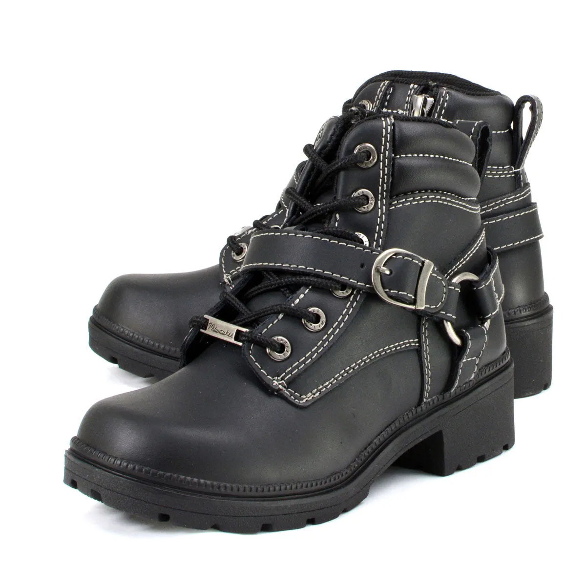 Milwaukee Motorcycle Clothing Company MB228 Paragon Leather Women's Black Motorcycle Boots