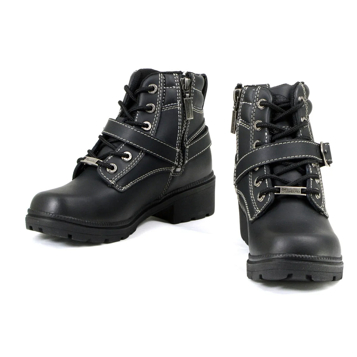 Milwaukee Motorcycle Clothing Company MB228 Paragon Leather Women's Black Motorcycle Boots