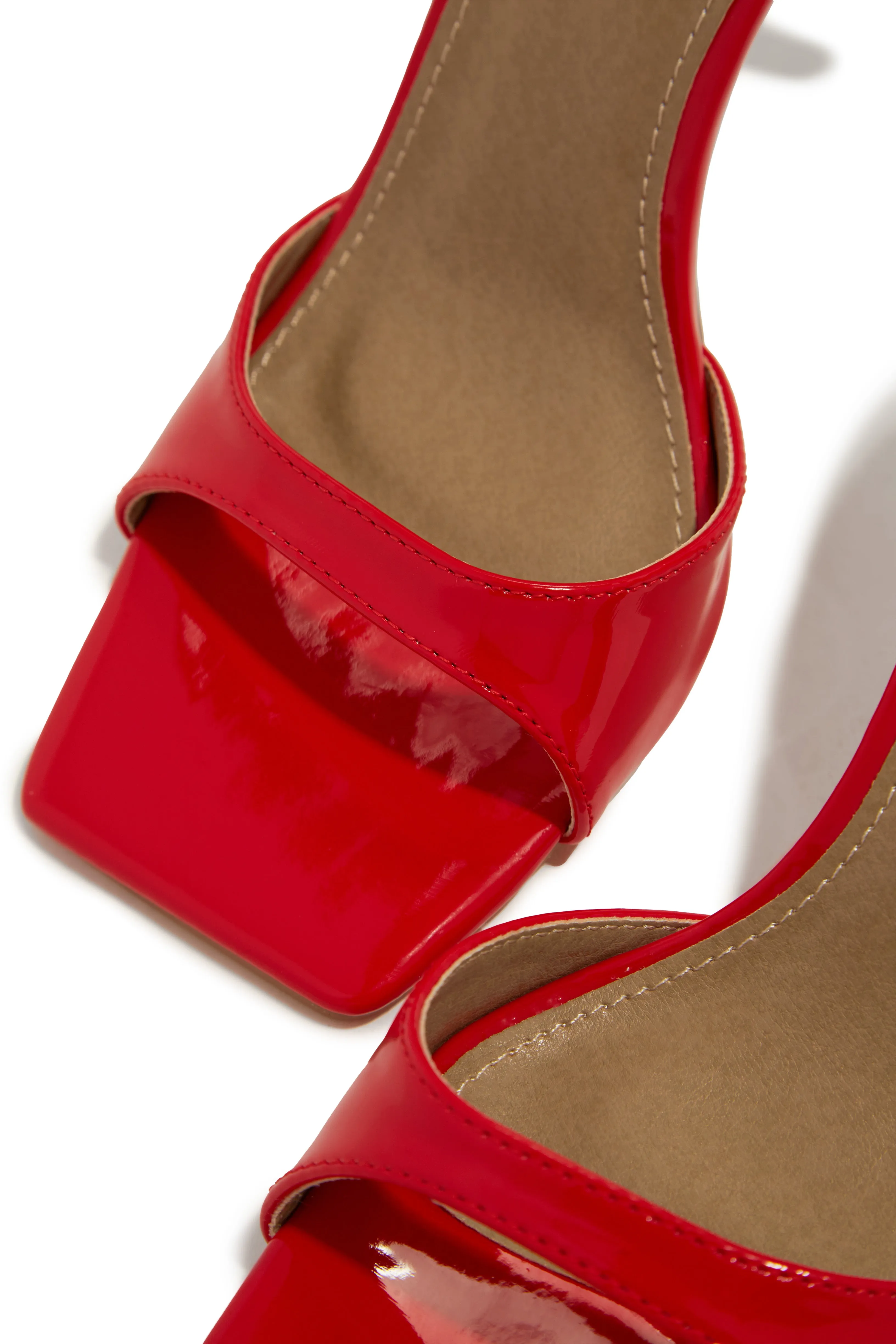 Nellie Mid Heel Mules - Red