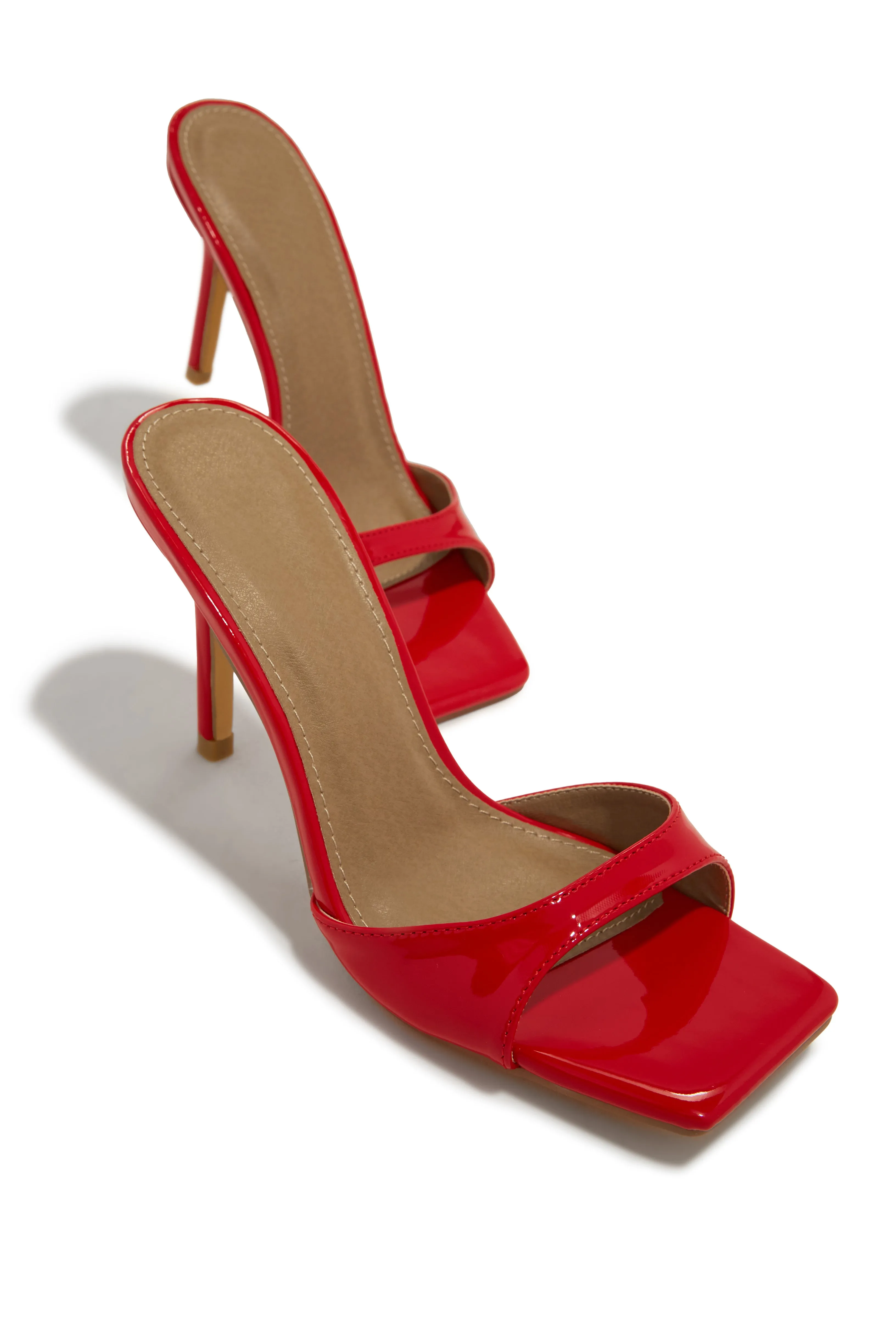 Nellie Mid Heel Mules - Red