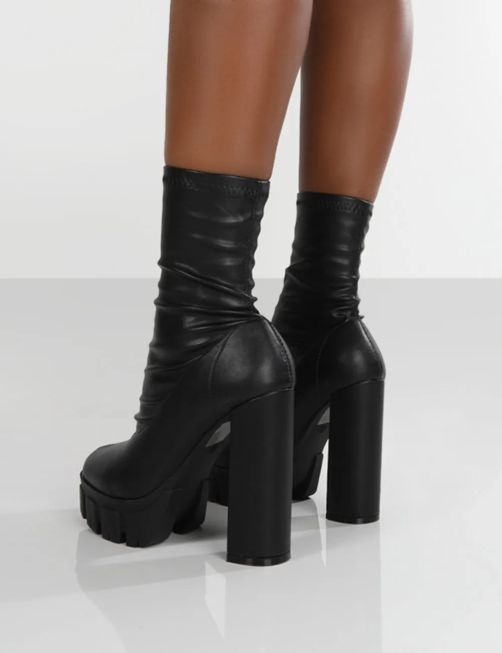 Nikki Black Platform Block Heel Ankle Boot